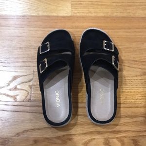 Black Suede Espadrille Slides